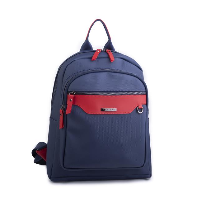 Nas Bag Unisex Büyük Boy Sırt Çantası Tablet Koruma Tasarımı Lacivert Kırmızı Lacst