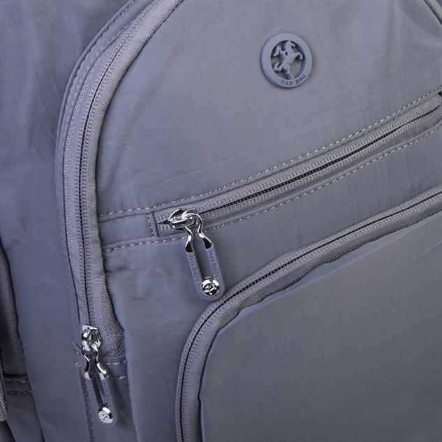 Nas Bag Unisex Hafif Büyük Boy Okul Çantası ve Spor Çantası Çok Gözlü Gri