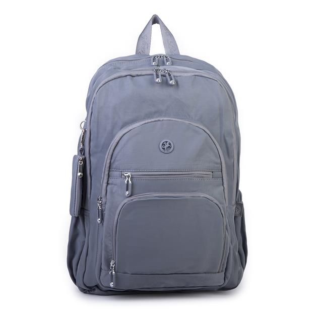 Nas Bag Unisex Hafif Büyük Boy Okul Çantası ve Spor Çantası Çok Gözlü Gri