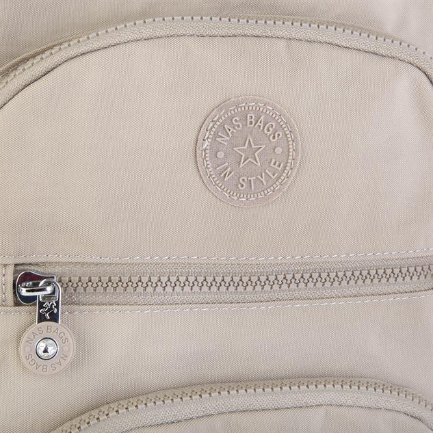 Nas Bag Unisex Su İtici Özellik Kazandırılmış Çok Gözlü Büyük Boy Sırt Çantası Vizon