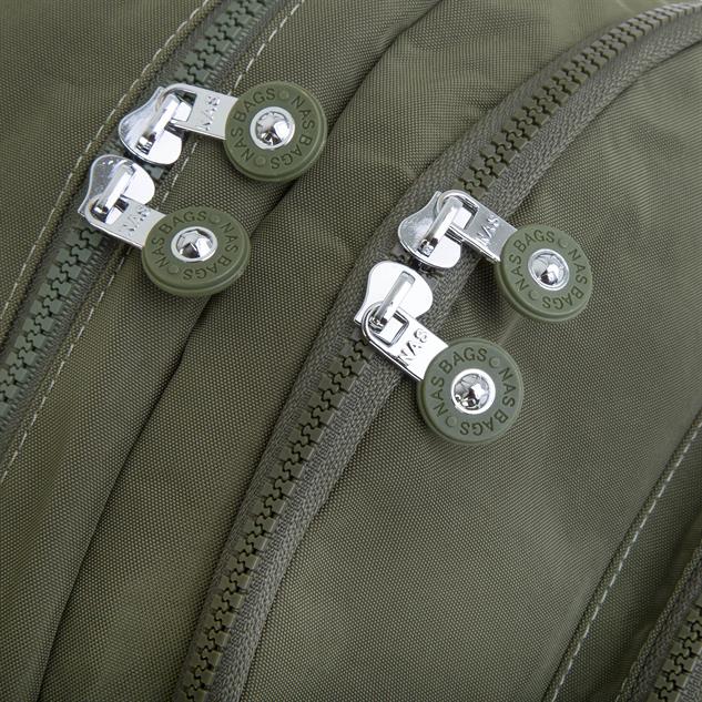 Nas Bag Unisex Su İtici Özellik Kazandırılmış Çok Gözlü Büyük Boy Sırt Çantası Koyu Yeşil