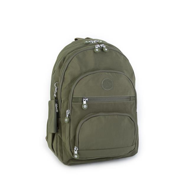 Nas Bag Unisex Su İtici Özellik Kazandırılmış Çok Gözlü Büyük Boy Sırt Çantası Koyu Yeşil