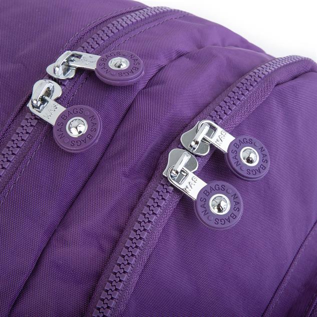 Nas Bag Unisex Su İtici Özellik Kazandırılmış Çok Gözlü Büyük Boy Sırt Çantası Mor