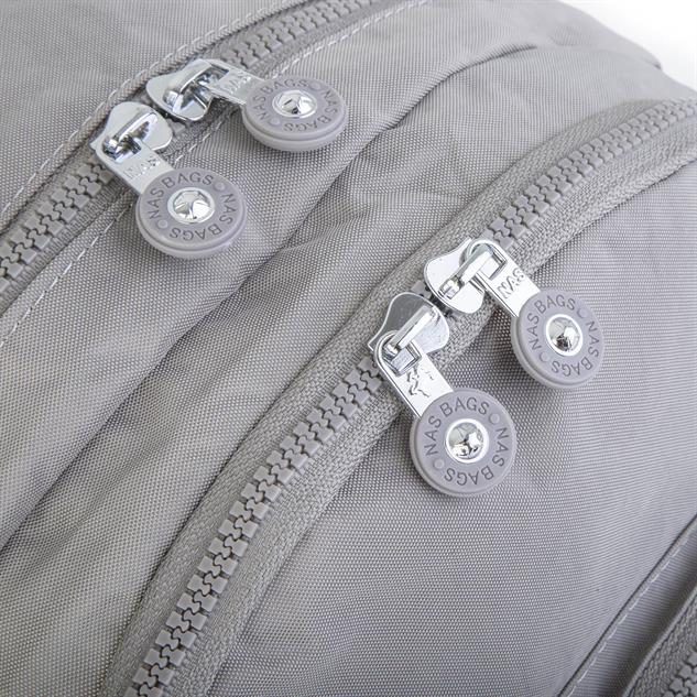 Nas Bag Unisex Su İtici Özellik Kazandırılmış Çok Gözlü Büyük Boy Sırt Çantası Açık Gri