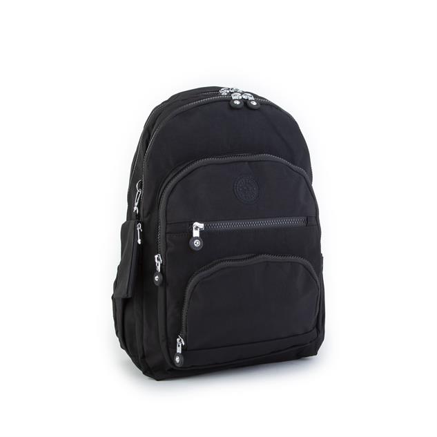 Nas Bag Unisex Su İtici Özellik Kazandırılmış Çok Gözlü Büyük Boy Sırt Çantası Siyah