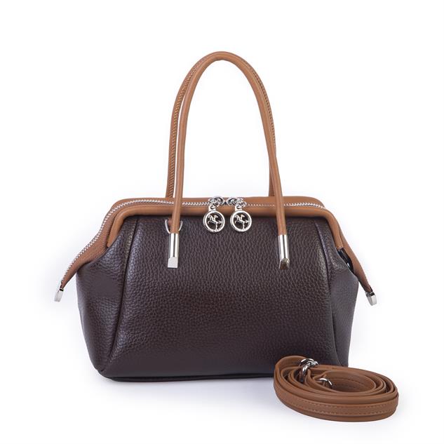 Nas Bag Vintage  Kadın Midi Boy El ve Çapraz Çanta  Kahve Taba Lopez
