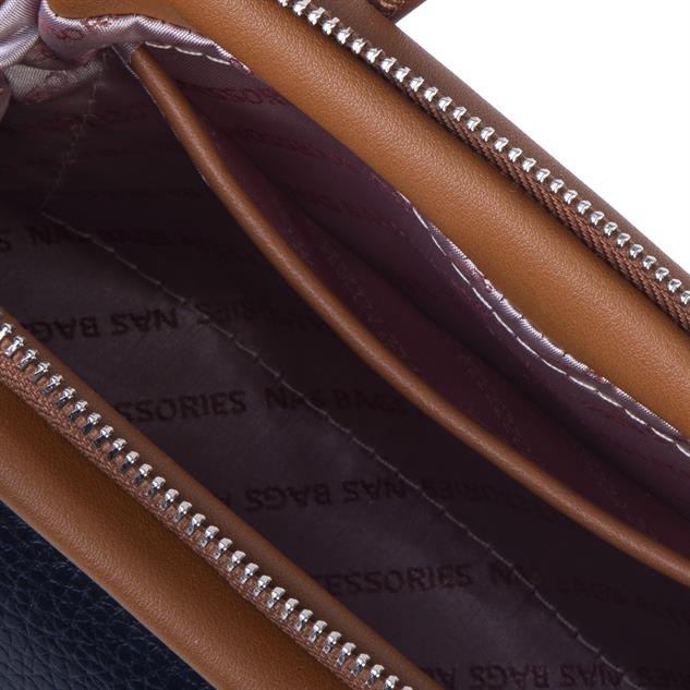 Nas Bag Vintage  Kadın Midi Boy El ve Çapraz Çanta Lacivert Taba Lopez