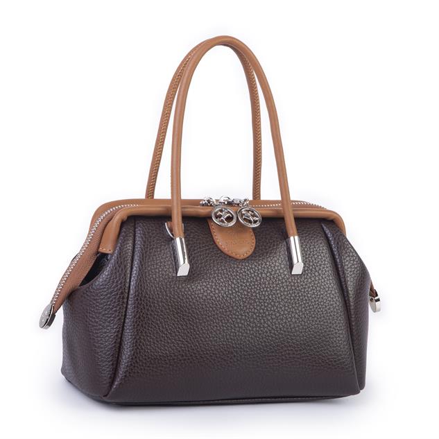 Nas Bag Vintage  Kadın Midi Boy El ve Çapraz Çanta  Kahve Taba Lopez