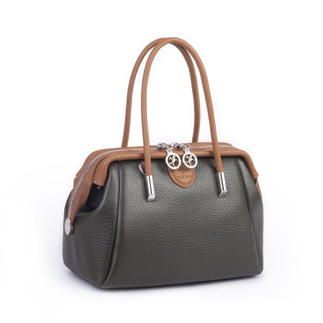 Nas Bag Vintage  Kadın Midi Boy El ve Çapraz Çanta  Yeşil Taba Lopez