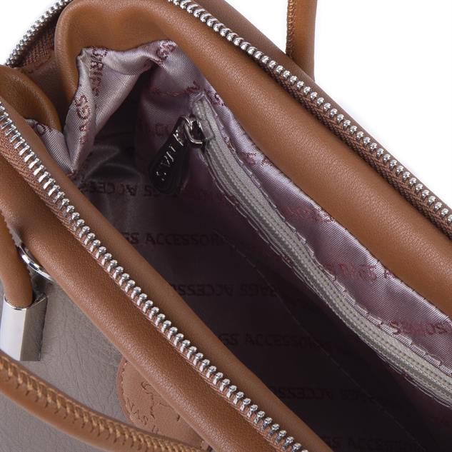 Nas Bag Vintage  Kadın Midi Boy El ve Çapraz Çanta Vizon  Taba Lopez