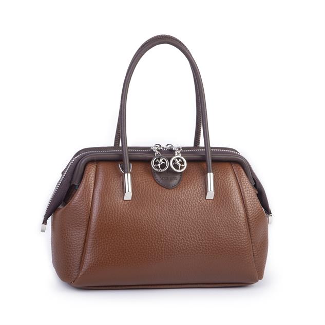 Nas Bag Vintage  Kadın Midi Boy El ve Çapraz Çanta Taba  Kahve Lopez