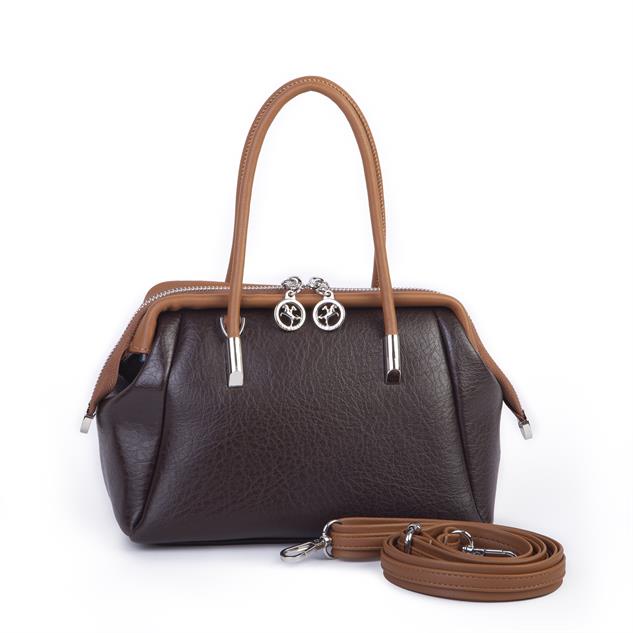 Nas Bag Vintage  Kadın Midi Boy El ve Çapraz Çanta Kahve Taba Victoria