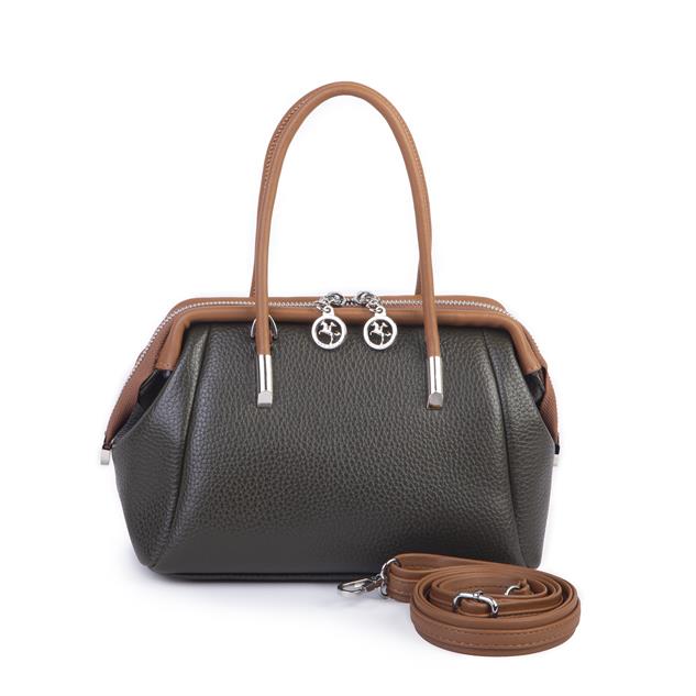 Nas Bag Vintage  Kadın Midi Boy El ve Çapraz Çanta  Yeşil Taba Lopez
