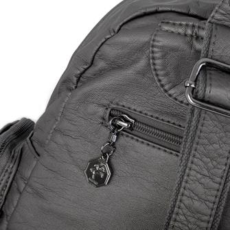 Nas Bag Yıkanmış Deri Çok Gözlü Yumuşak Dokulu Sırt Çantası Gri Antrasit
