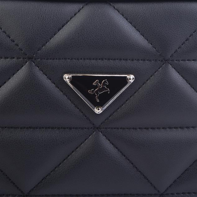 Nas Bag Zincirli Kapitone Çift Gözlü El ve Çapraz Çanta Siyah   Dona ( 21x16 cm )
