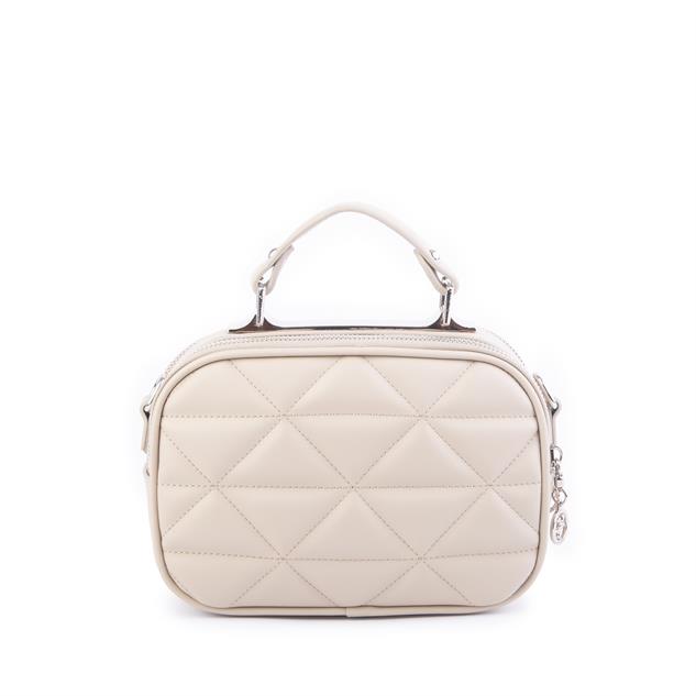 Nas Bag Zincirli Kapitone Çift Gözlü El ve Çapraz Çanta Kum  Dona ( 21x16 cm )