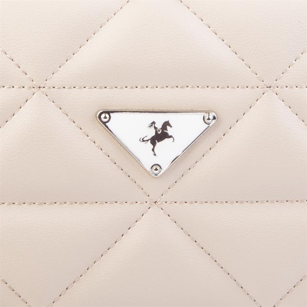 Nas Bag Zincirli Kapitone Çift Gözlü El ve Çapraz Çanta Kum  Dona ( 21x16 cm )