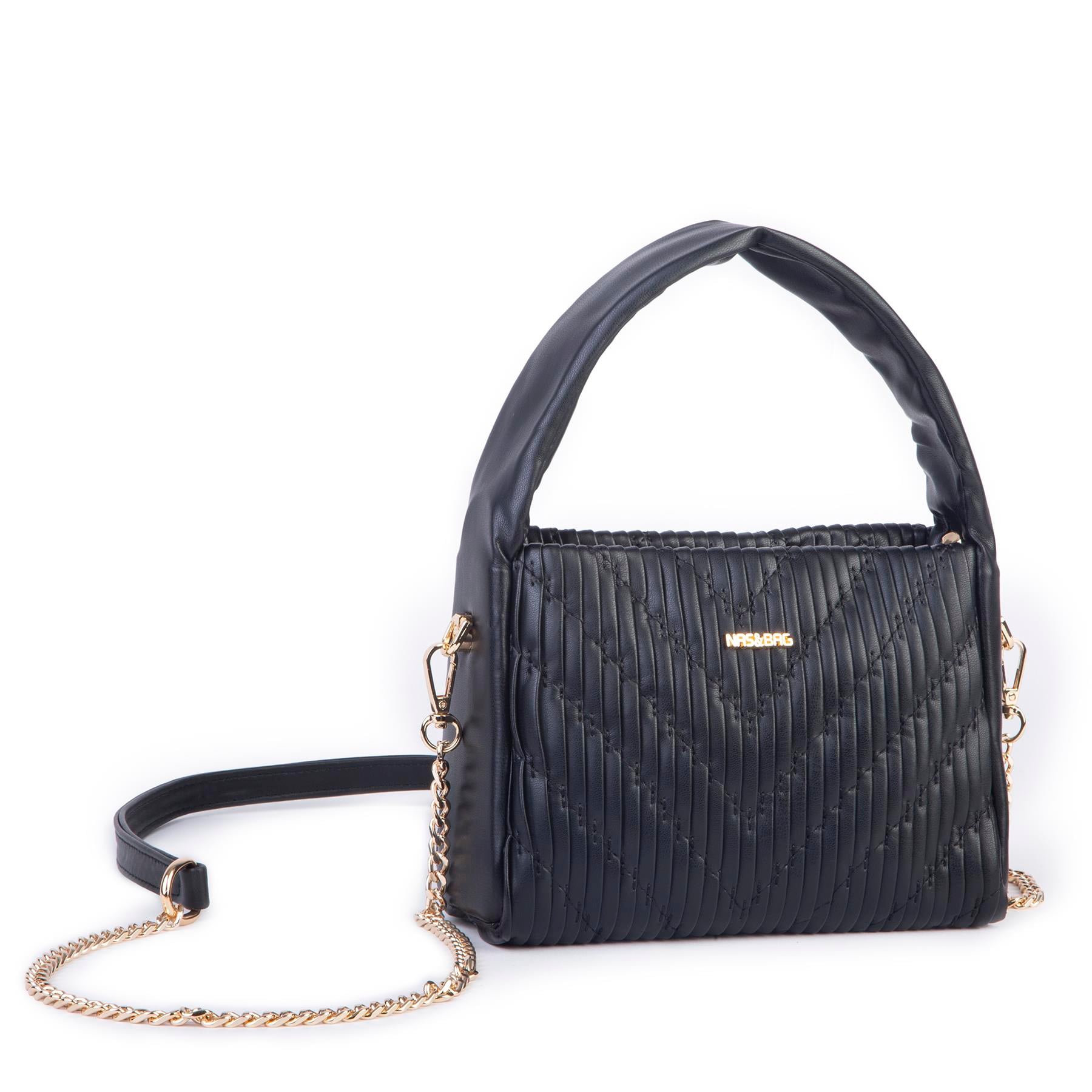  Nas Bag Kadın  Mini Boy Omuz Çapraz ve El Çantası ( 19x15 cm) Siyah