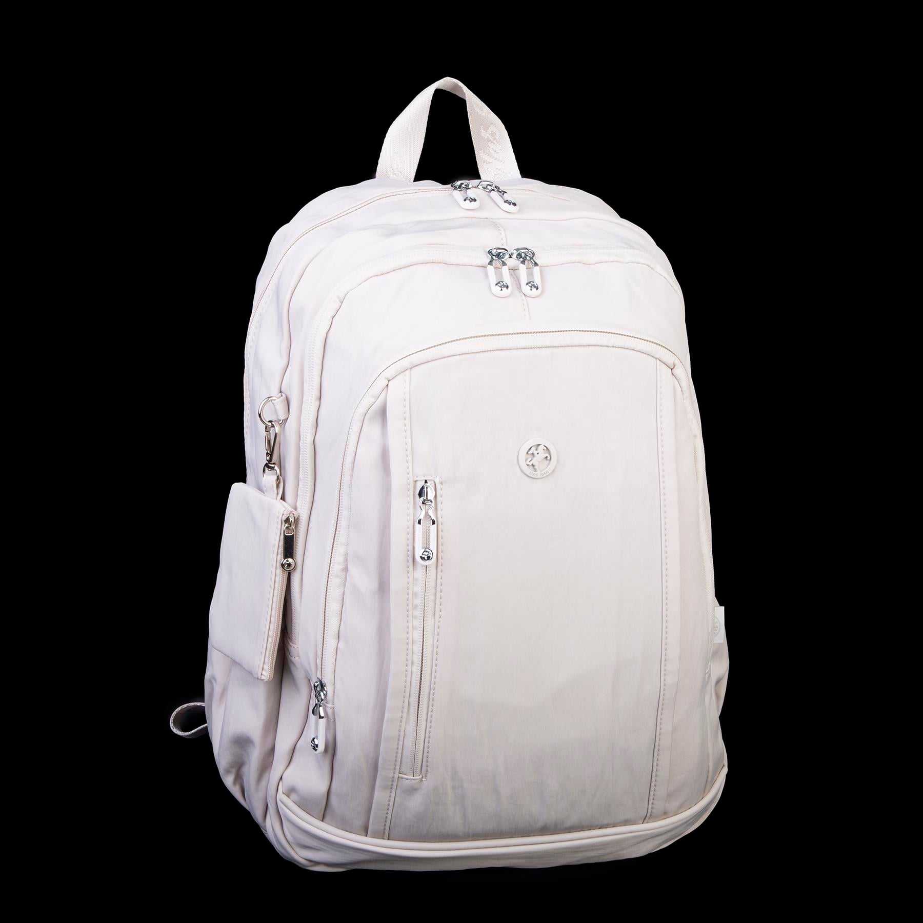  Nas Bag Unisex  Büyük Boy Hafif  Çok Gözlü Okul Sırt Çantası (en :30 cm boy:44 cm) Bej