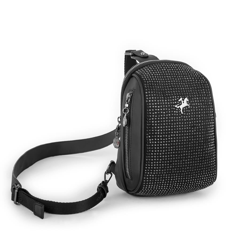 Nas Bag Bel ve Body Bag Krem Siyah Taşlı 