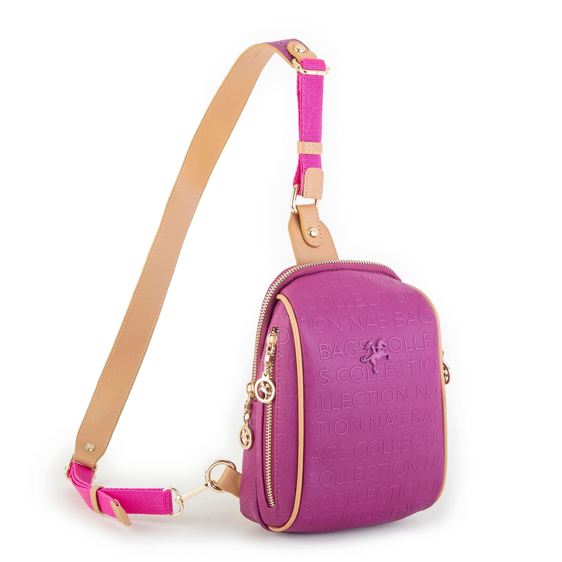 Nas Bag Bel ve Body Bag  Vişne Camel Gofraj