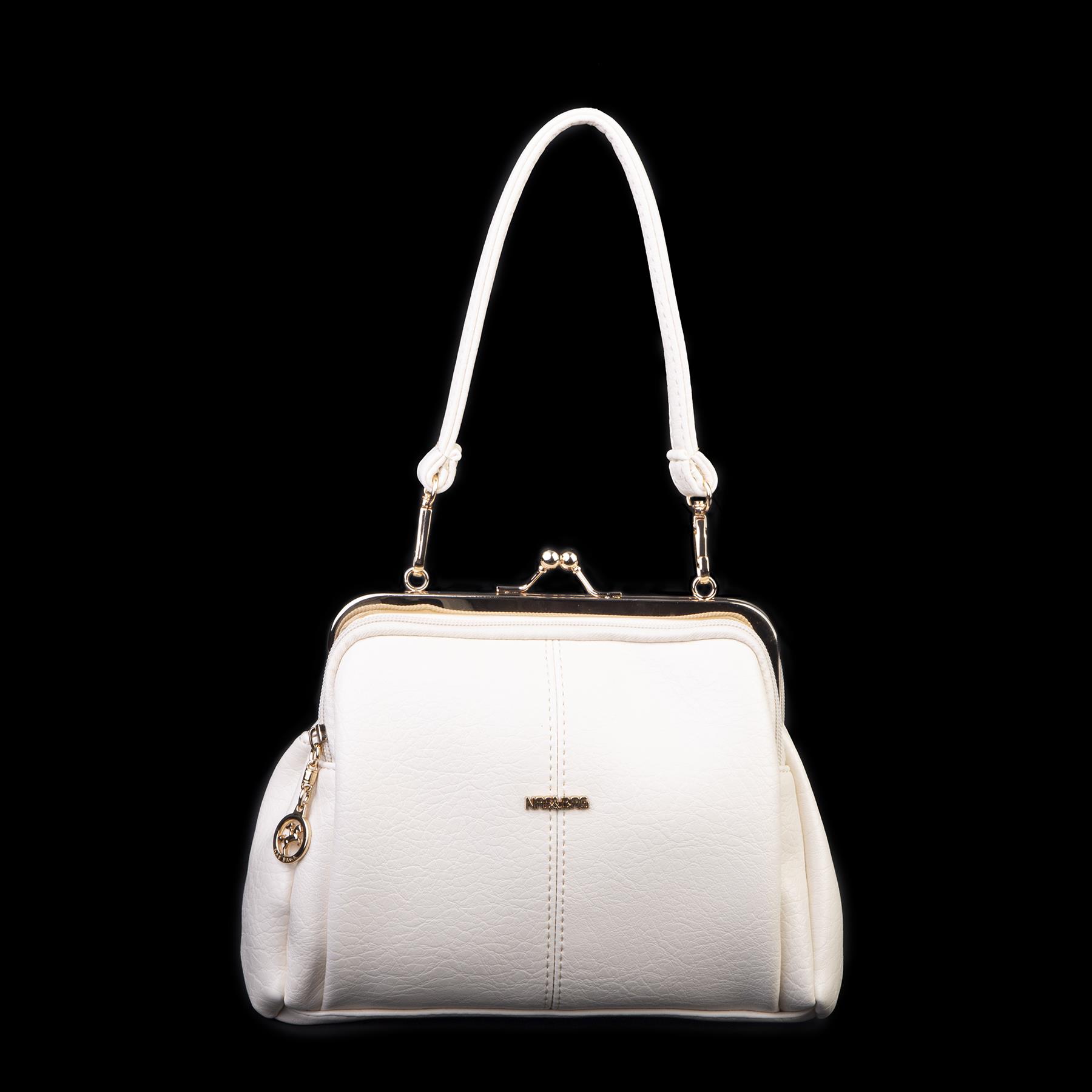 Nas Bag Burslu Klipsli Vintage Omuz ve Çapraz Çanta (23x20 cm ebatlarındadır) Krem Victoria