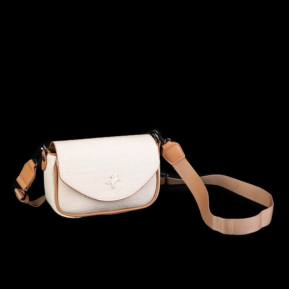 Nas Bag Çapraz Çanta Krem Camel  Gofraj