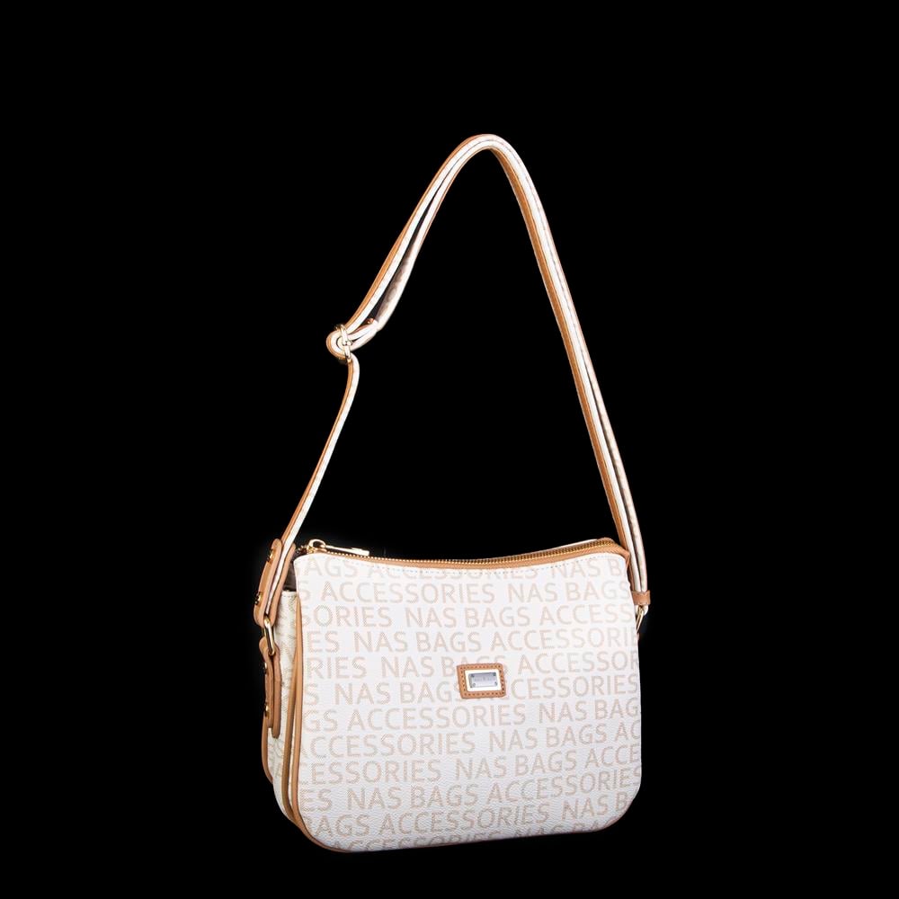 Nas Bag Çapraz Çanta Krem Camel Yazılı
