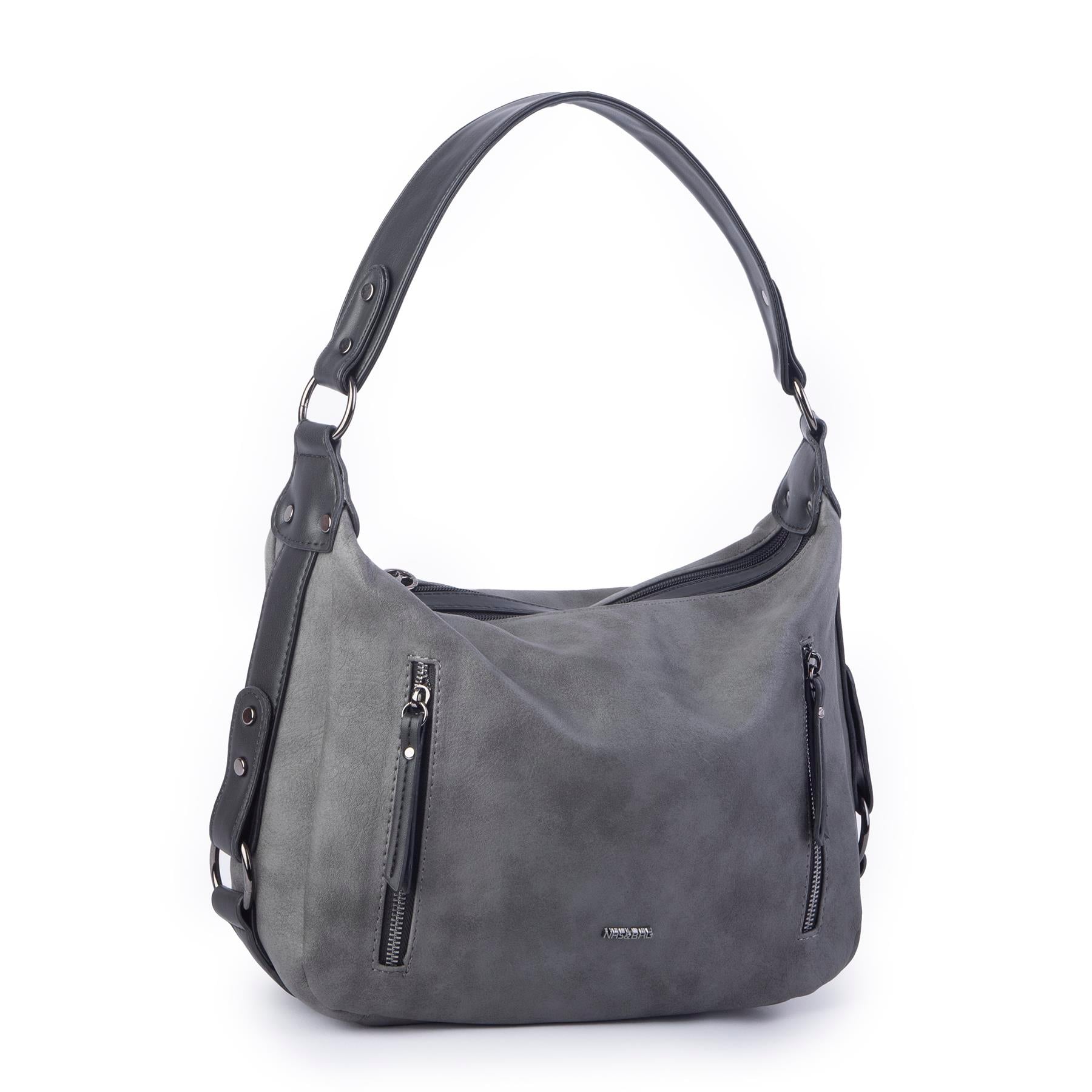 Nas Bag Çok Gözlü Kadın Omuz ve Çapraz Çanta (33x25 cm ) Gri Raven 