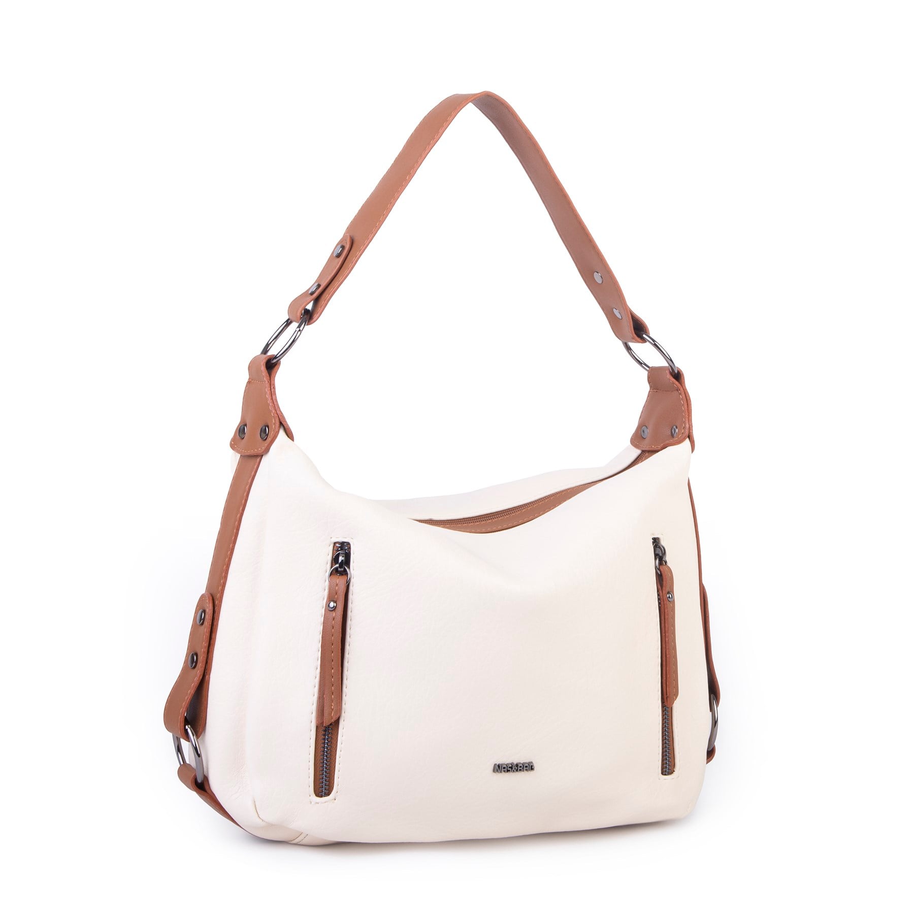 Nas Bag Çok Gözlü Kadın Omuz ve Çapraz Çanta (33x25 cm ) Krem Taba Victoria