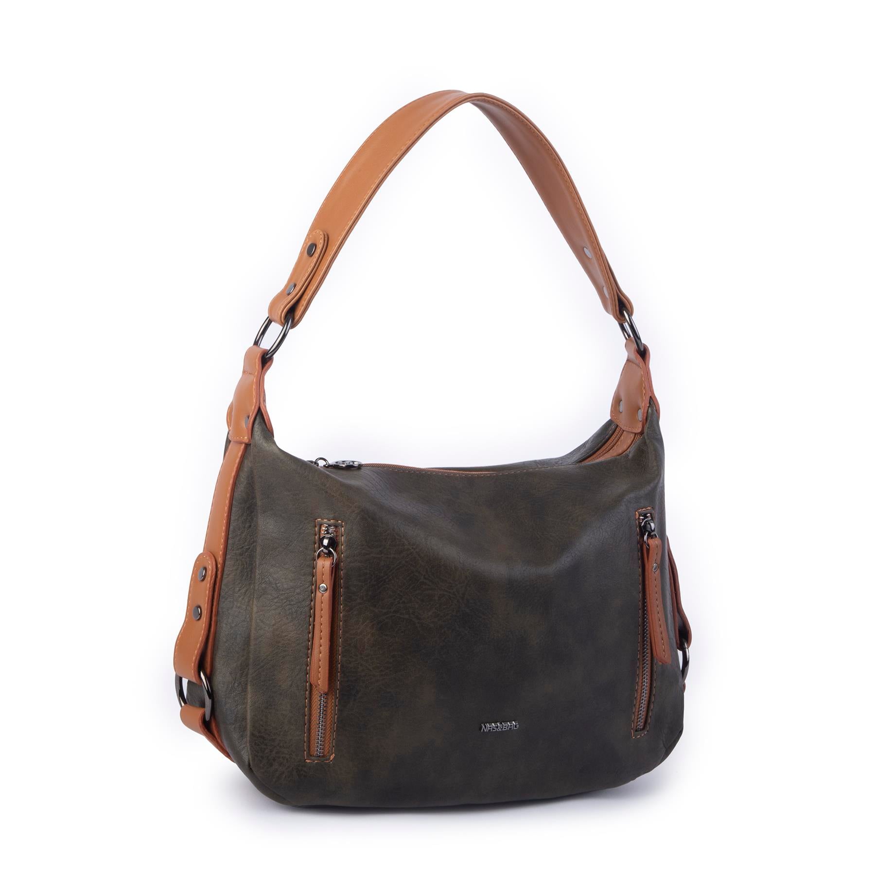 Nas Bag Çok Gözlü Kadın Omuz ve Çapraz Çanta (33x25 cm ) Haki Raven 