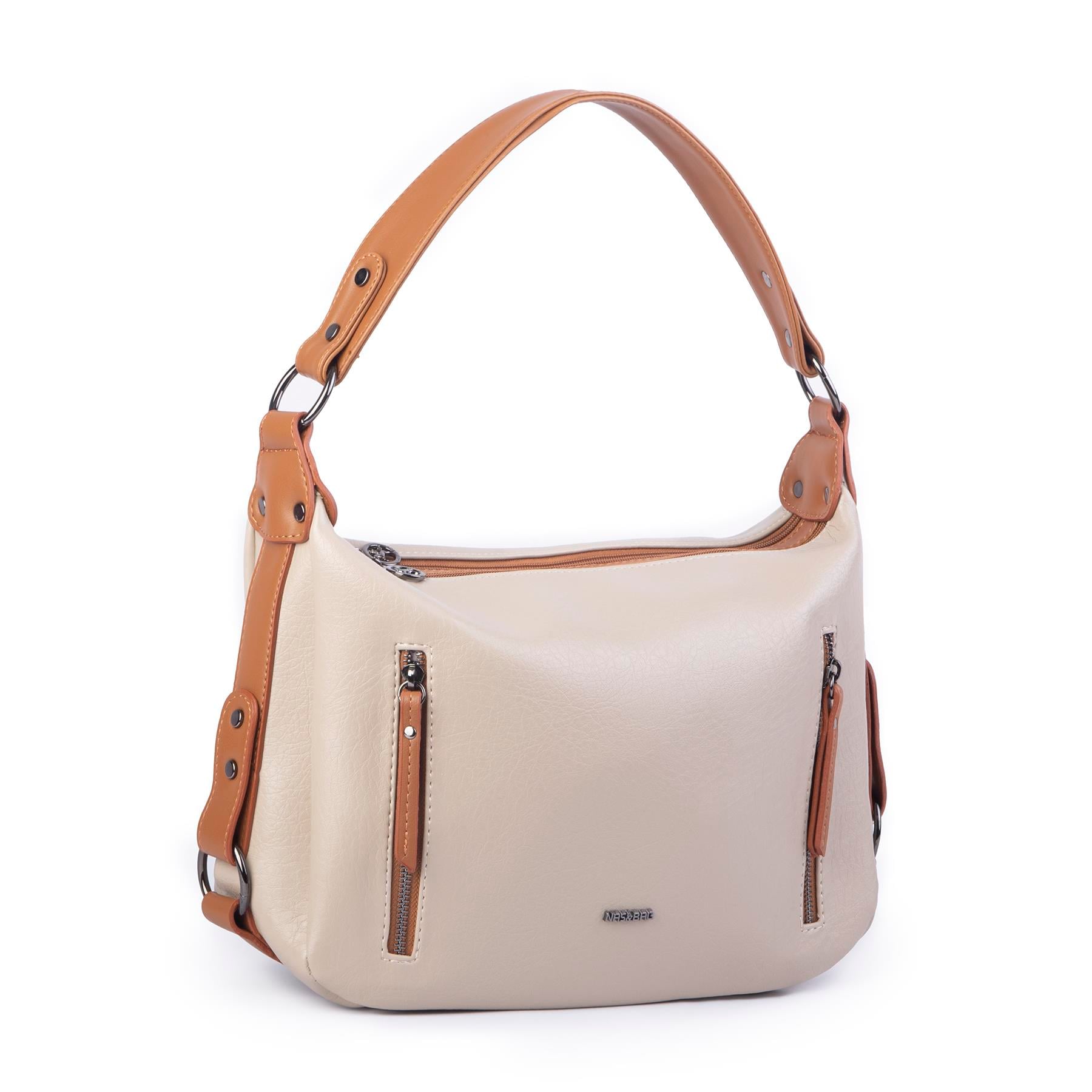 Nas Bag Çok Gözlü Kadın Omuz ve Çapraz Çanta (33x25 cm ) Kum Taba Victoria