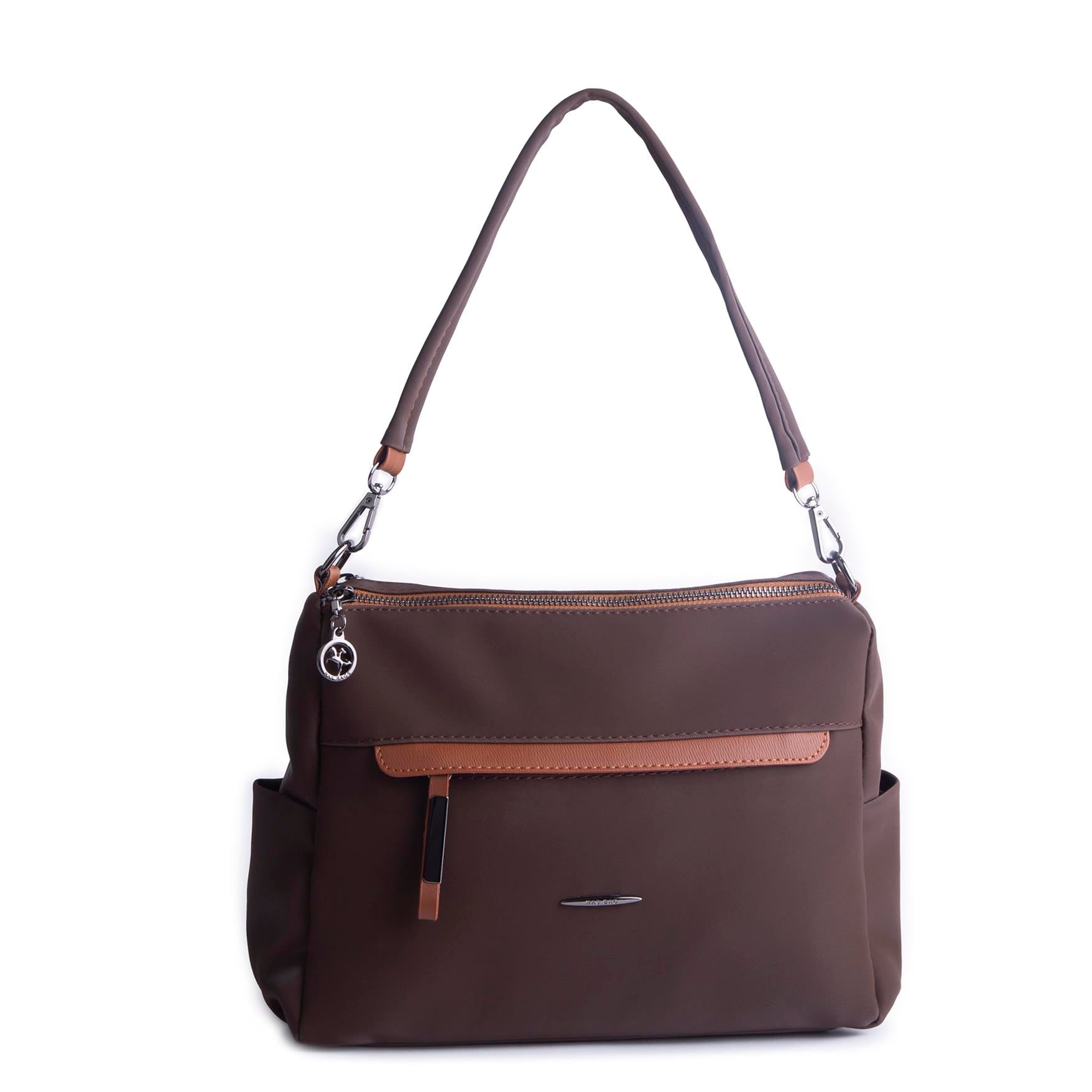 Nas Bag Çok Gözlü Yumuşak ve Hafif Yapılı Çift Askılı Omuz ve Çapraz Çanta Kahve  Taba Buzzy  ( 30x24 cm )