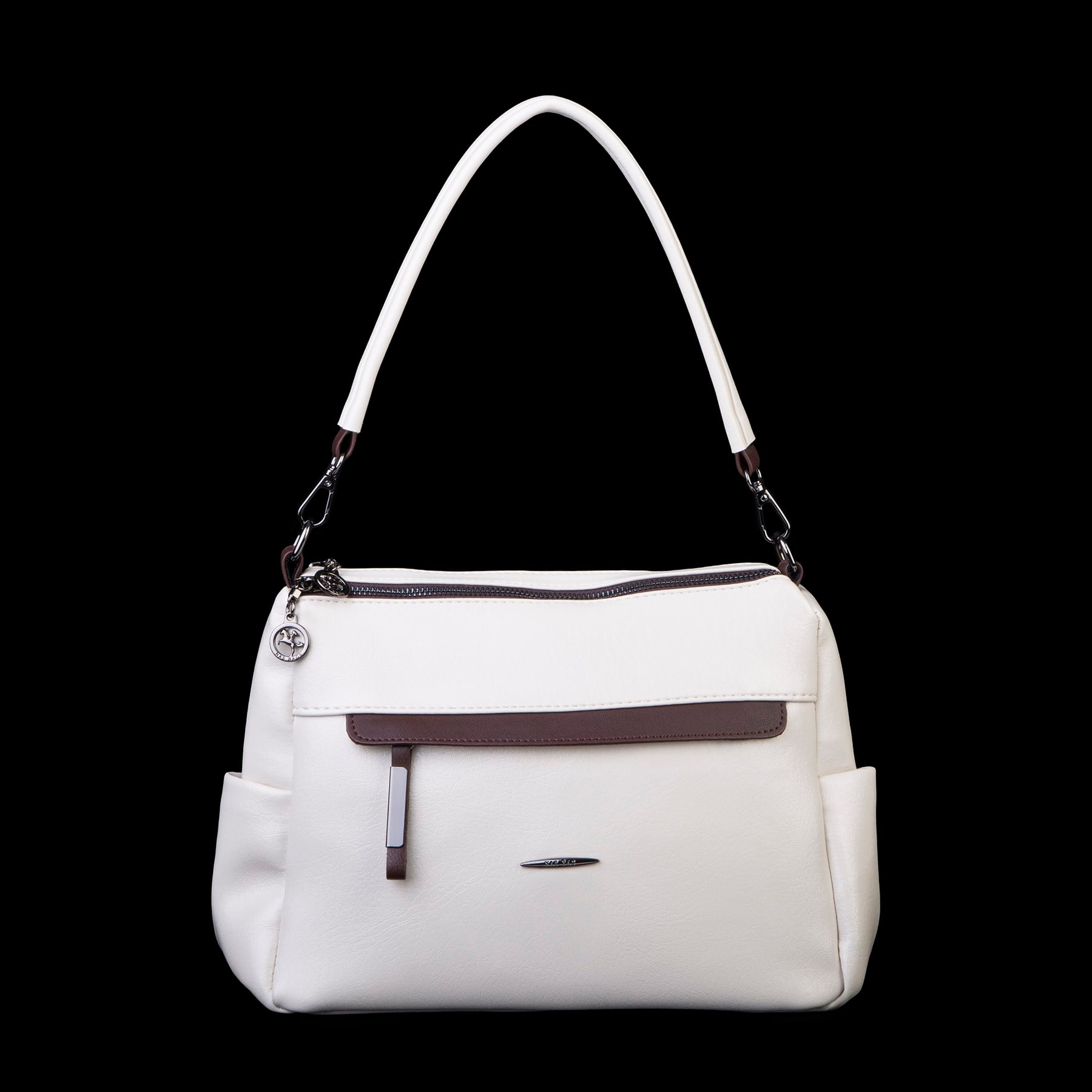 Nas Bag Çok Gözlü Yumuşak ve Hafif Yapılı Çift Askılı Omuz ve Çapraz Çanta ( 30x24 cm ) Krem Kahve Victoria
