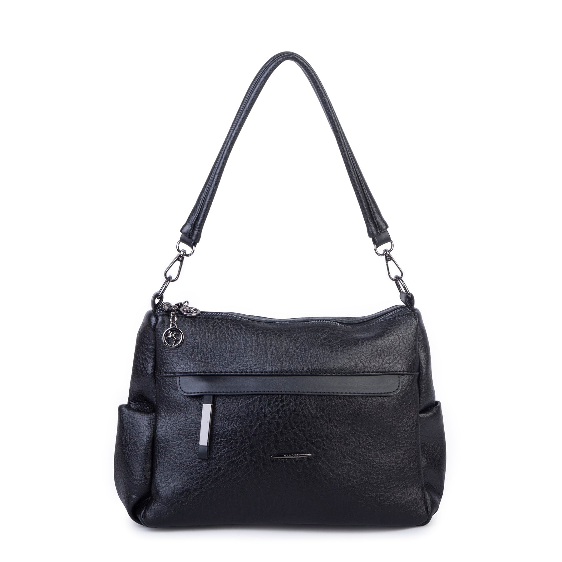 Nas Bag Çok Gözlü Yumuşak ve Hafif Yapılı Çift Askılı Omuz ve Çapraz Çanta ( 30x24 cm ) Siyah Victoria