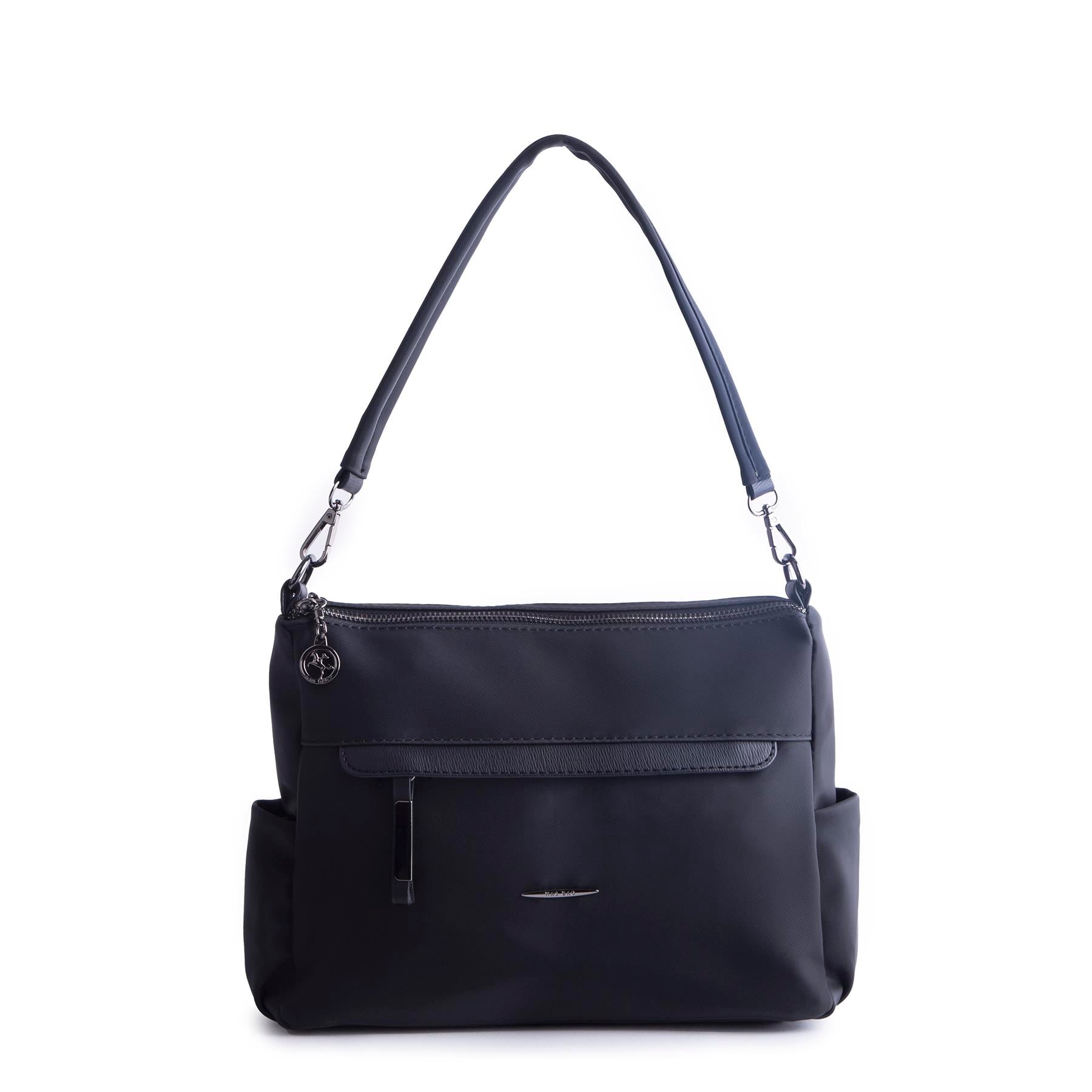 Nas Bag Çok Gözlü Yumuşak ve Hafif Yapılı Çift Askılı Omuz ve Çapraz Çanta Siyah Buzzy  ( 30x24 cm )