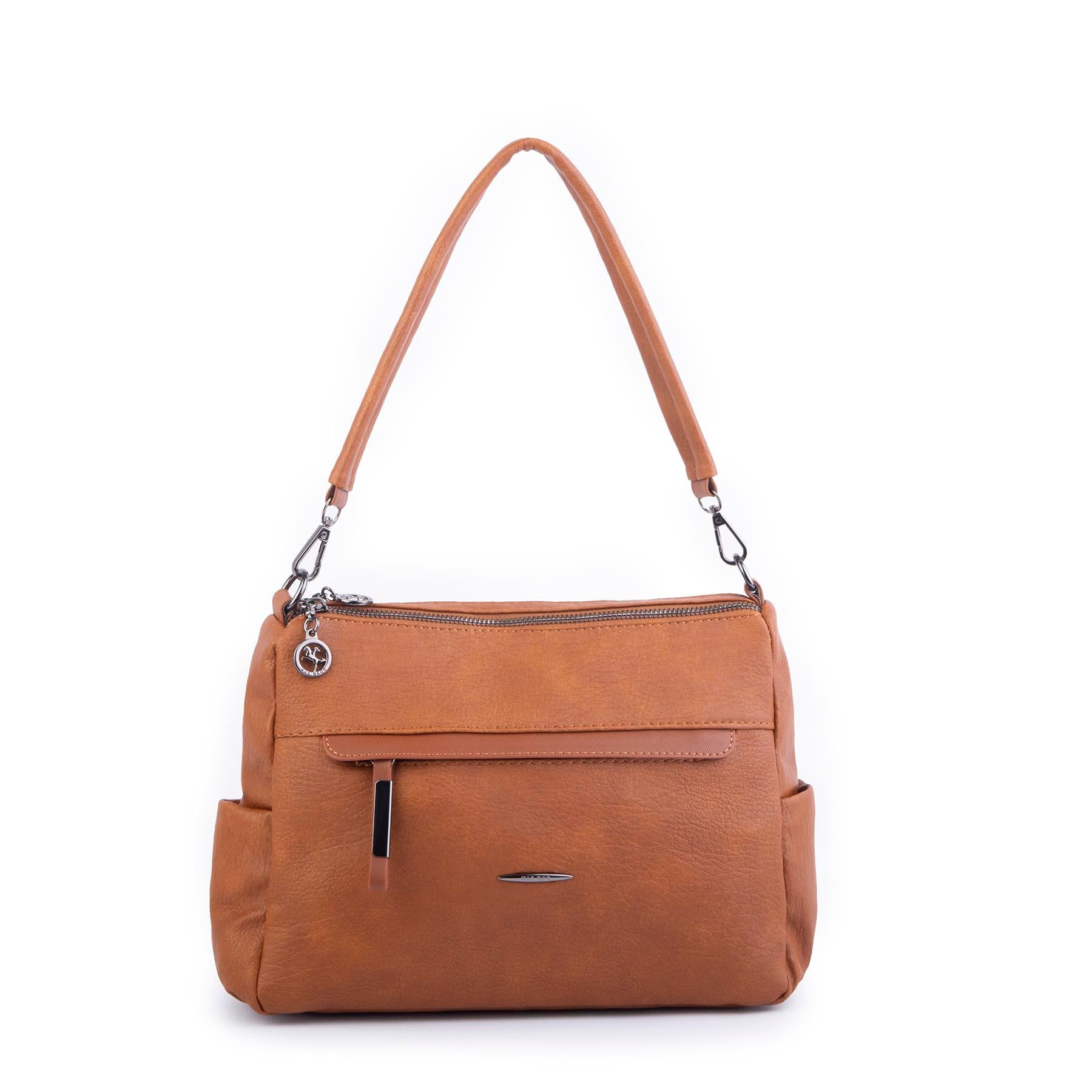 Nas Bag Çok Gözlü Yumuşak ve Hafif Yapılı Çift Askılı Omuz ve Çapraz Çanta Taba Lizbon ( 30x24 cm )