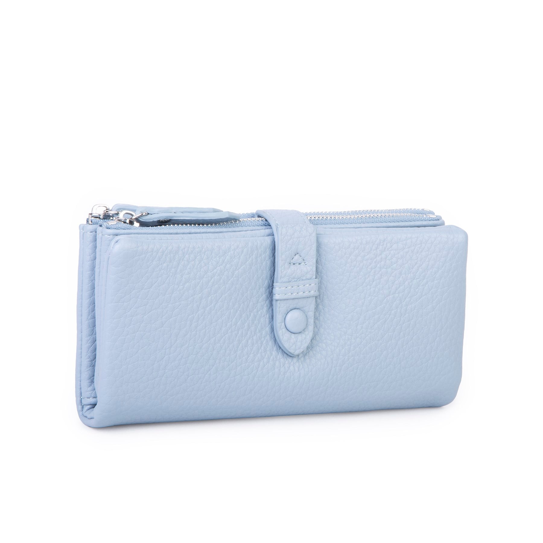 Nas Bag Çok Kartlıklı Çift Fermuarlı Çıtçıtlı Çok Gözlü Cüzdan  Mavi