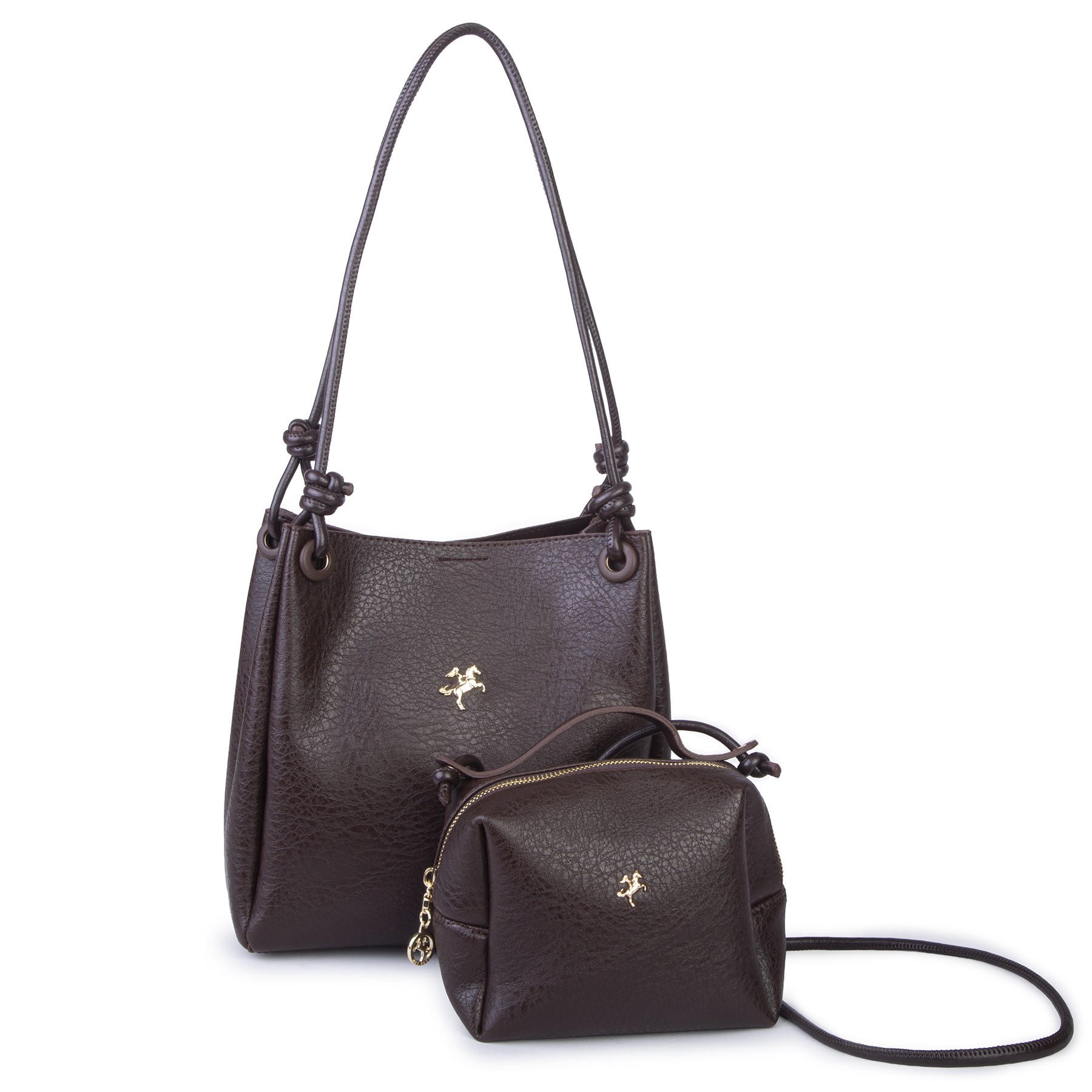 Nas Bag Kadın 2 li Set Omuz ve Çapraz Çanta Kahve Victoria
