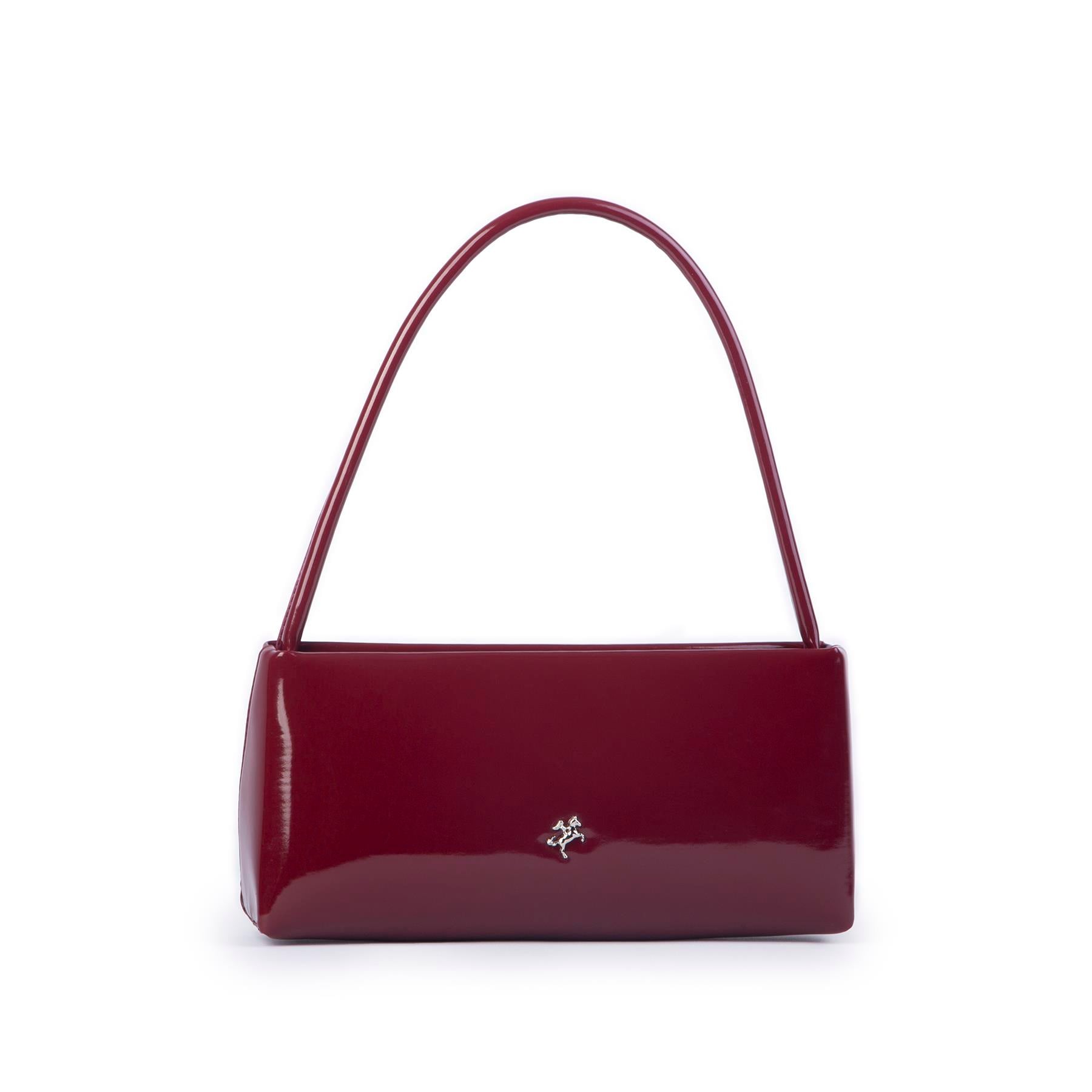 Nas Bag Kadın Basic Baget Omuz ve Çapraz Çanta Bordo  Rugan (27x12 cm )