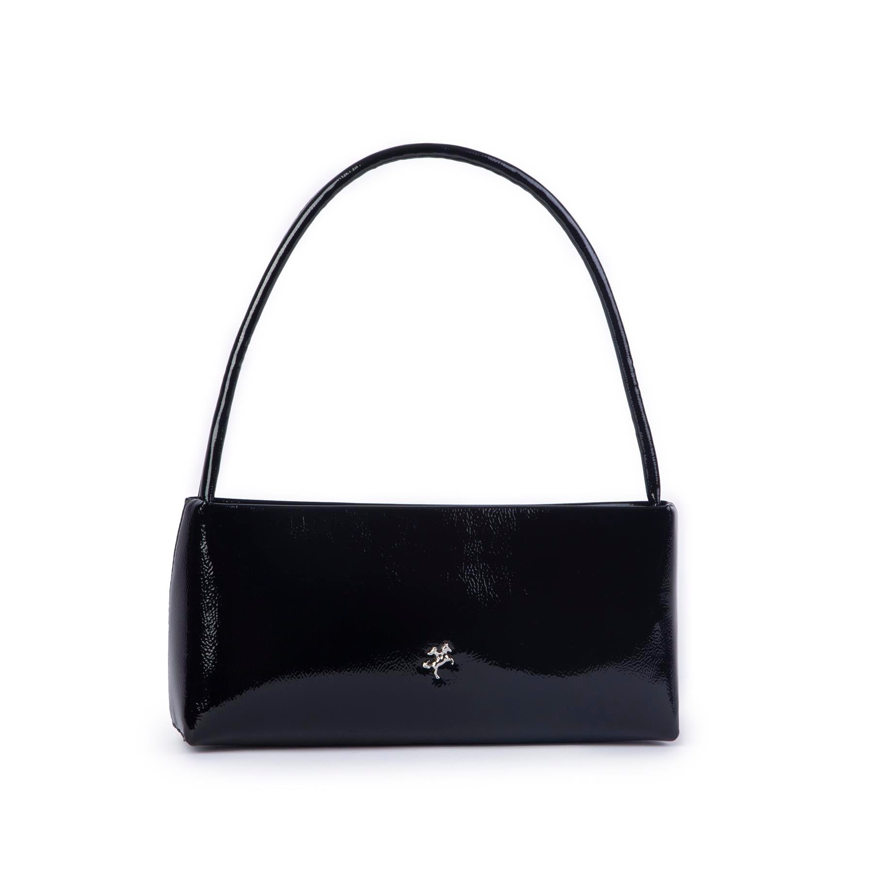 Nas Bag Kadın Basic Baget Omuz ve Çapraz Çanta Siyah Rugan (27x12 cm )