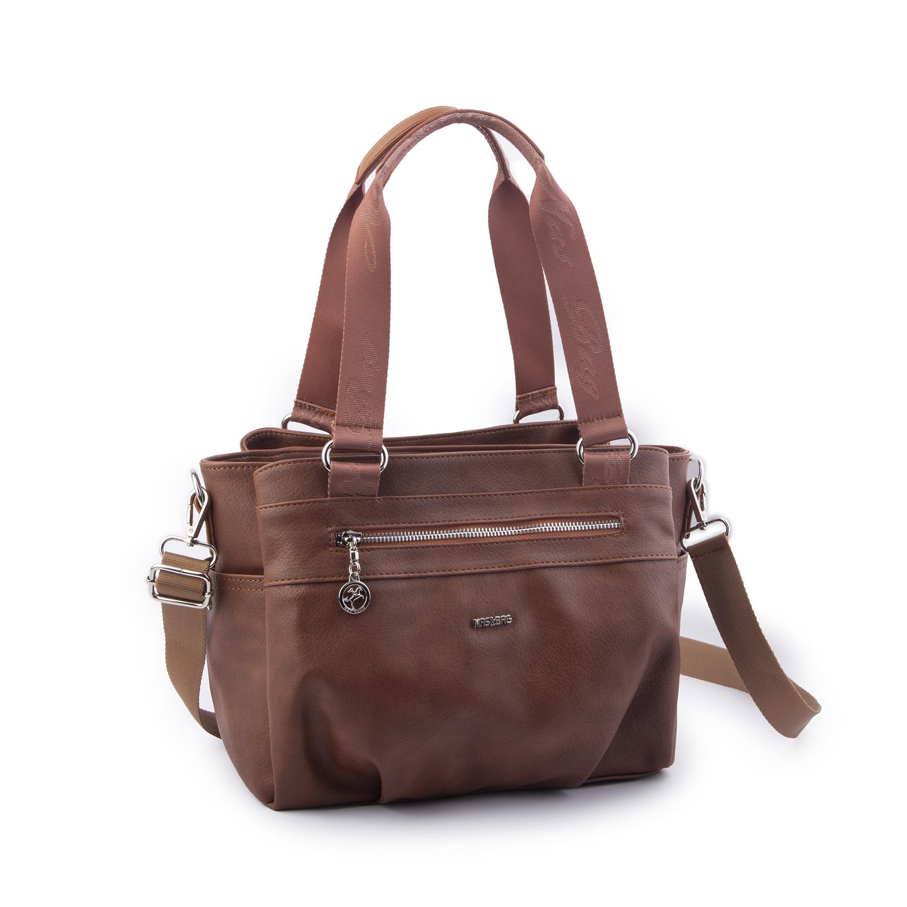 Nas Bag Kadın Çanta Omuz El ve Çapraz Çanta Çok Gözlü Taba King (en:37 cm ; boy:24 cm )