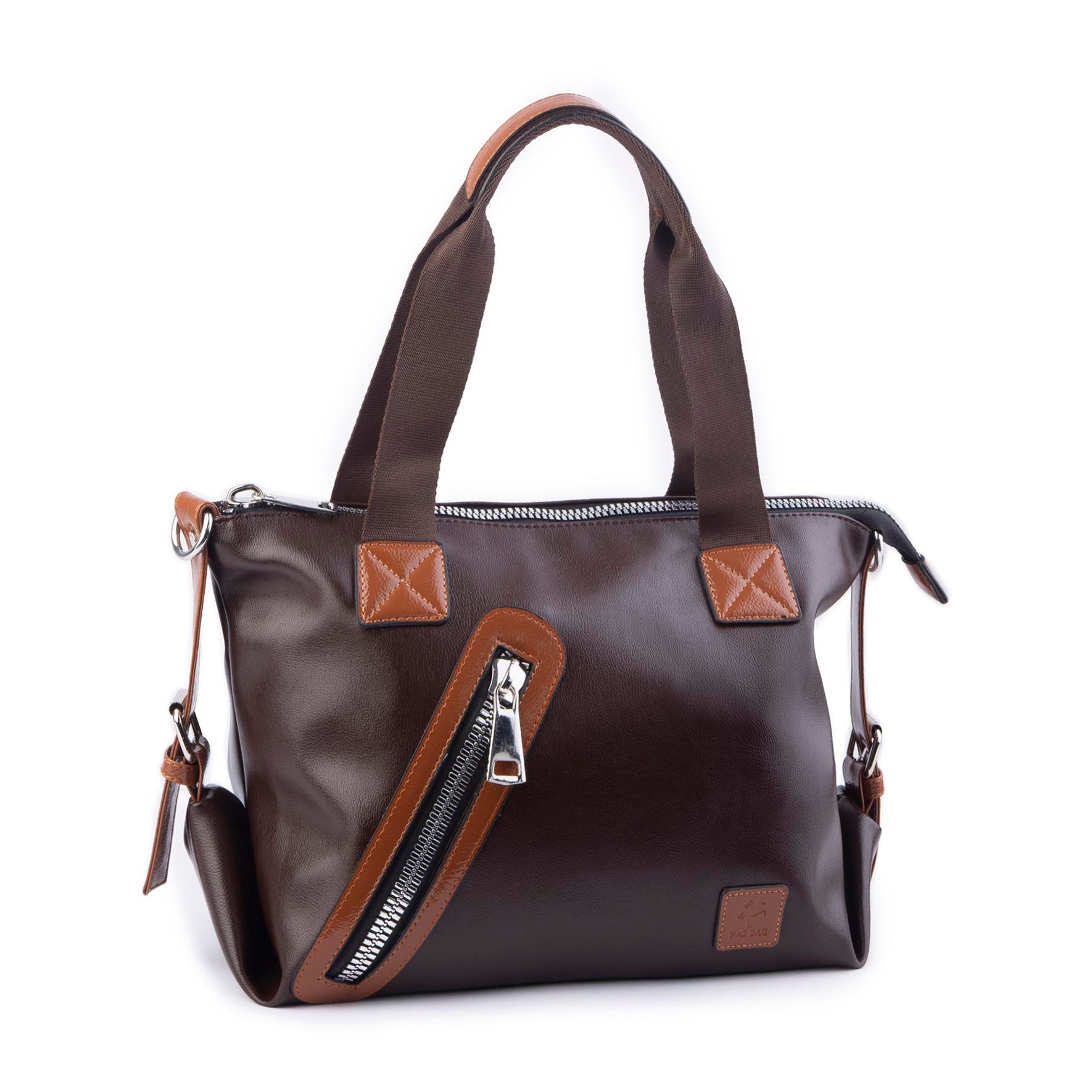 Nas Bag Kadın Çanta Omuz ve Çapraz Çanta Kahve Taba Nero (en=38 , boy = 25)