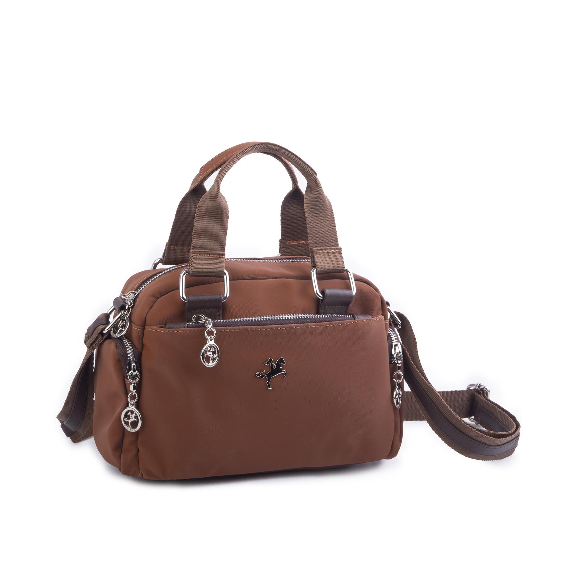 Nas Bag Kadın Çapraz Çanta Çok Gözlü  Taba Kahve  Buzzy ( 26x17 cm)