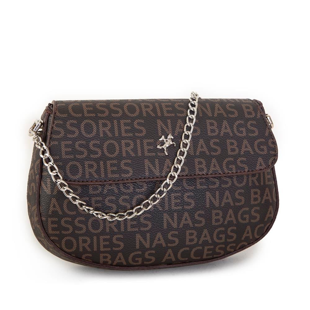 Nas Bag Kadın Çapraz Çanta Kahve Taba Yazılı