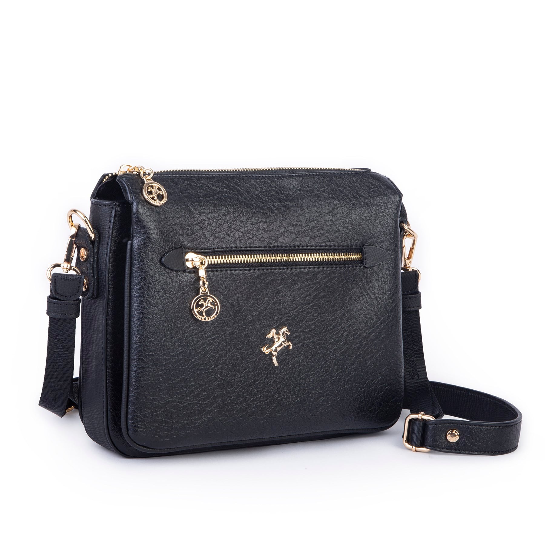 Nas Bag Kadın Çapraz Çanta Kalın Ayarlanabilir Askılı Çanta  (En: 26 cm,  Boy: 22 cm ) Siyah Victoria