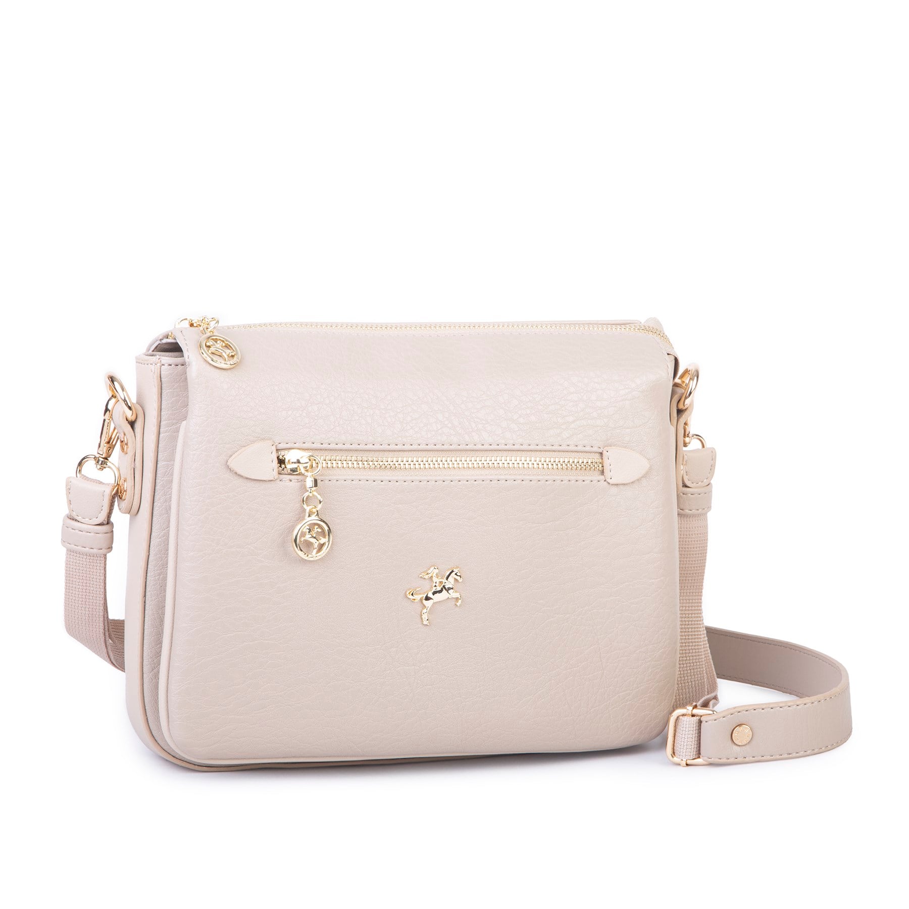 Nas Bag Kadın Çapraz Çanta Kalın Ayarlanabilir Askılı Çanta  (En: 26 cm,  Boy: 22 cm ) Kum Victoria