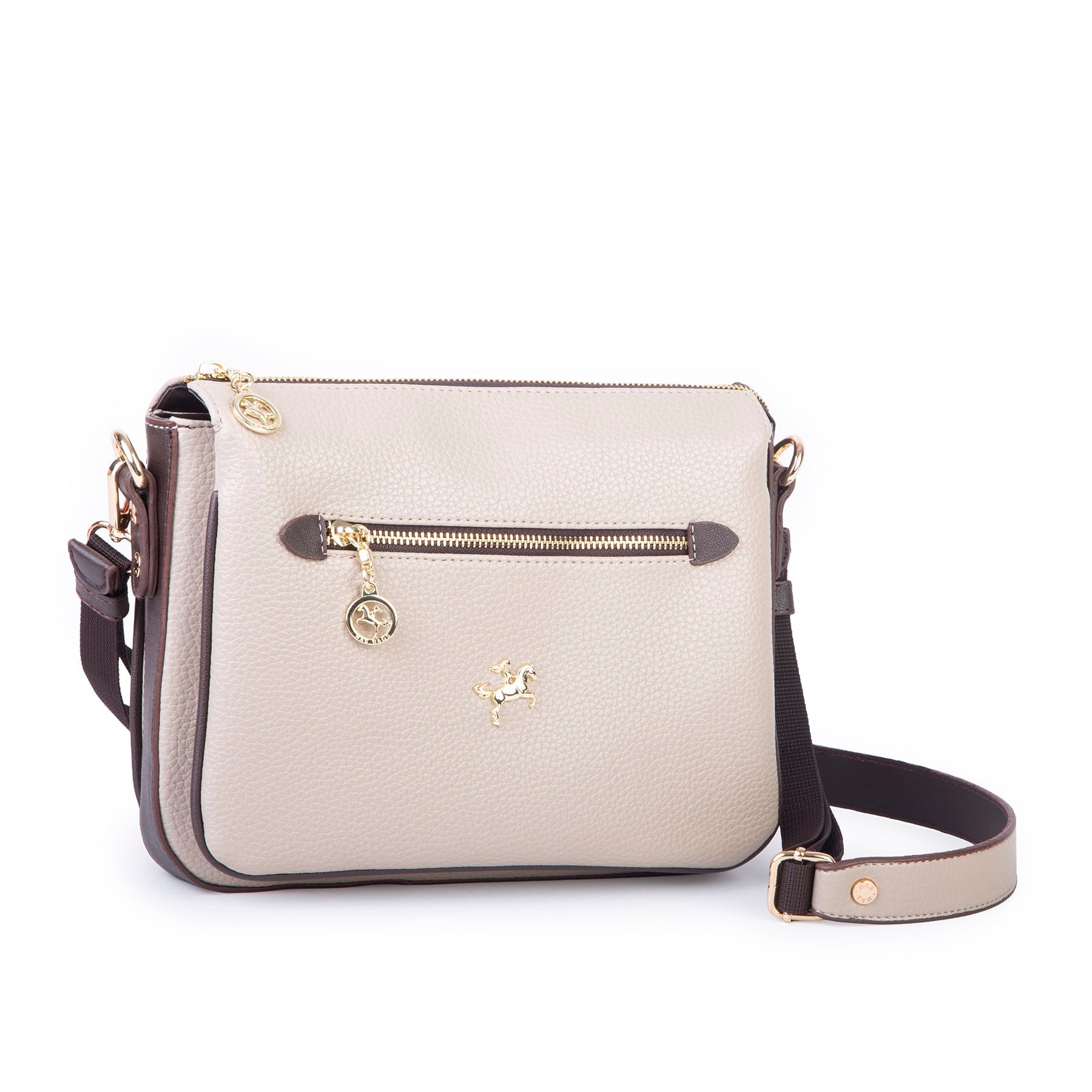 Nas Bag Kadın Çapraz Çanta Kalın Ayarlanabilir Askılı Çanta  (En: 26 cm,  Boy: 22 cm ) Kum Kahve Lopez