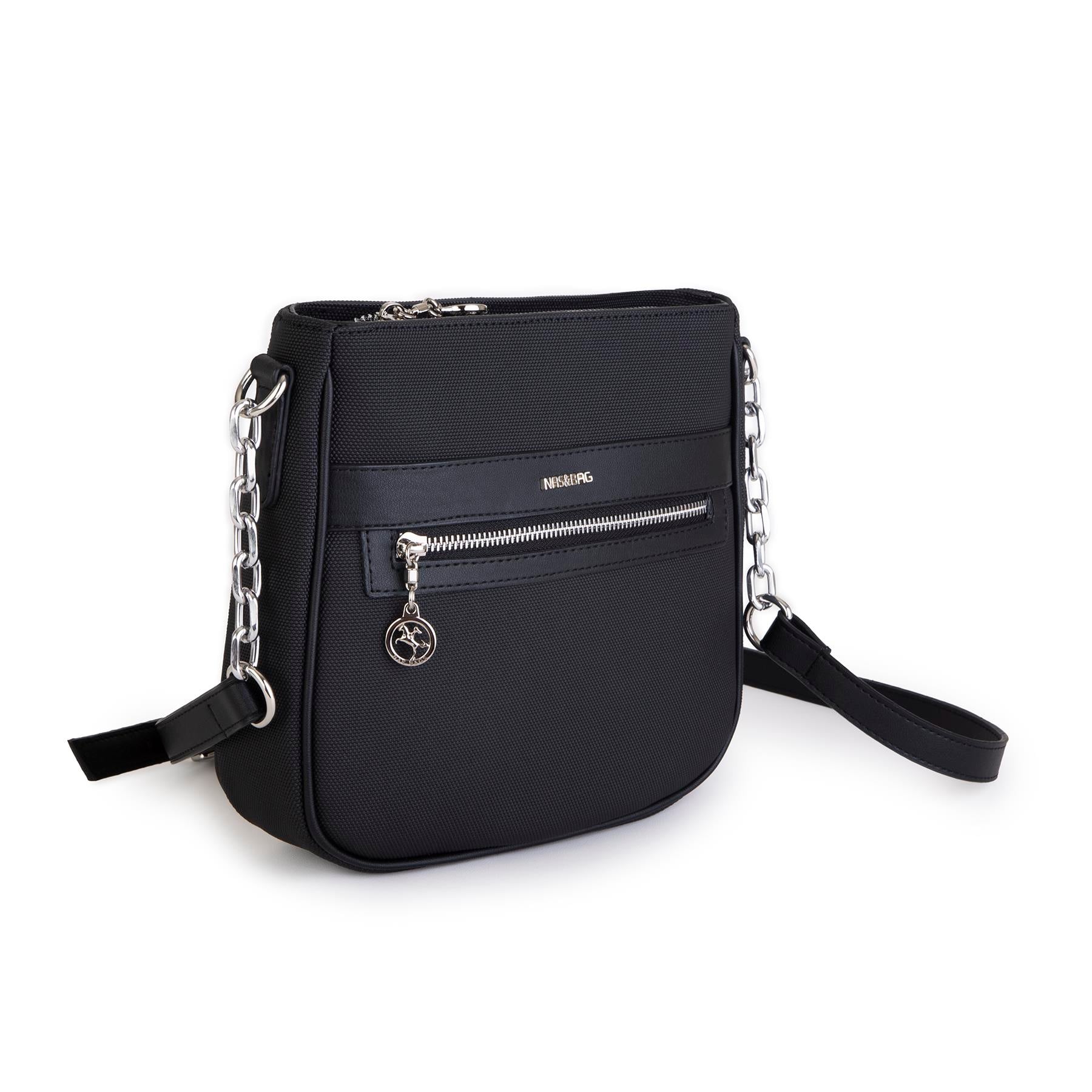 Nas Bag Kadın Çapraz Çanta Spor Ayarlanabilir Askılı  Siyah Lacst (ürün ölçüsü :24x24x7 cm)