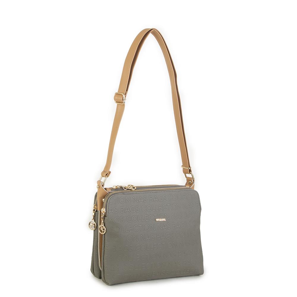 Nas Bag Kadın Çapraz Çanta Yeşil Camel Gofraj